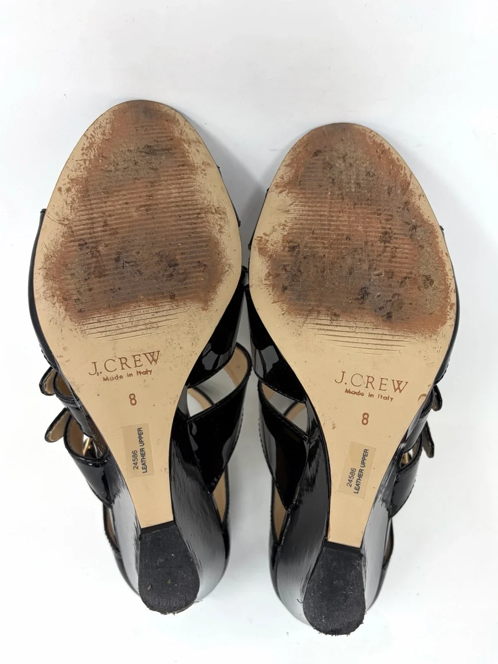 J. Crew Made In Italy Patent Leather Strappy Wedge 8